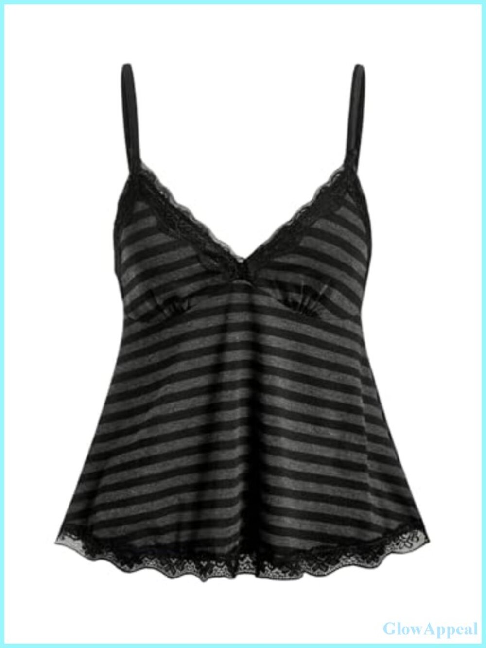 Womens Y2K Lace Cami Striped Babydoll Tank Top